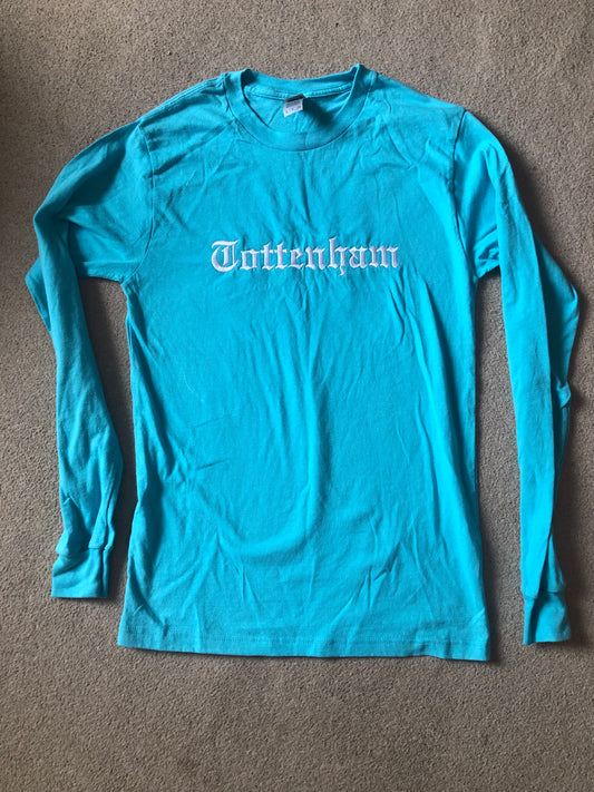 Tottenham Light blue LONG SLEEVE WHITE TEXT